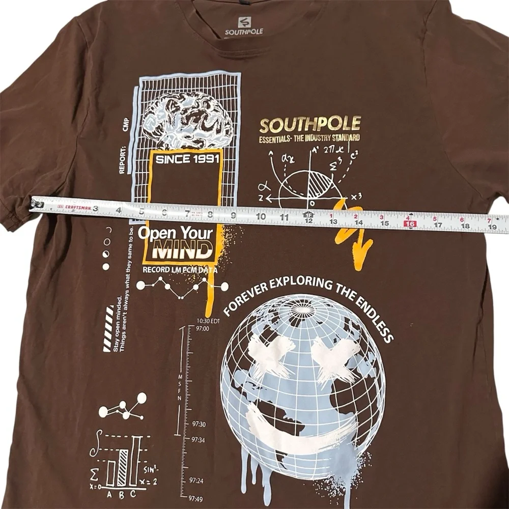 Vtg Southpole brown Shirt Mens L Skater Y2K Tee - Picture 4 of 6